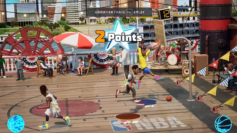 「NBA 2K Playgrounds 2」プレイヤーを４人集めた2on2は、実際のストリートバスケのような面白さを味わえるようになっているので、ぜひ体験して欲しい。
