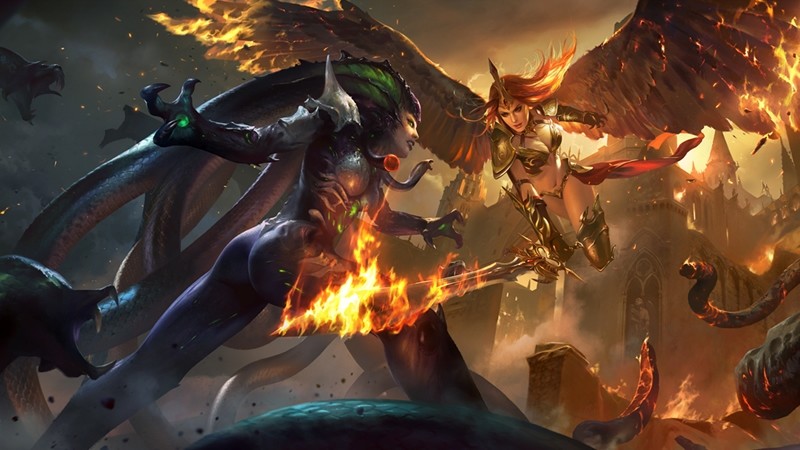 「リーグオブエンジェルズ2 （League of Angels2）」 ⼥神族達が悪と戦うシーン２