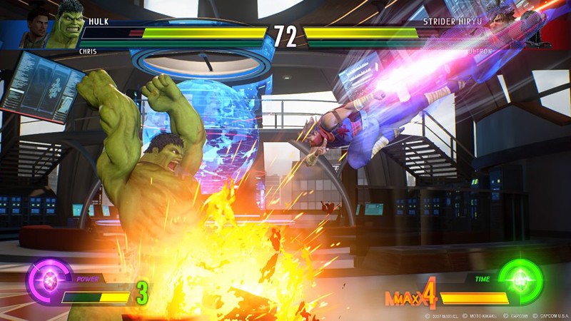 「MARVEL VS. CAPCOM: INFINITE」アクティブスイッチボタンとインフィニティ・サージボタンの合計6つのボタン操作で様々な行動を発現する。