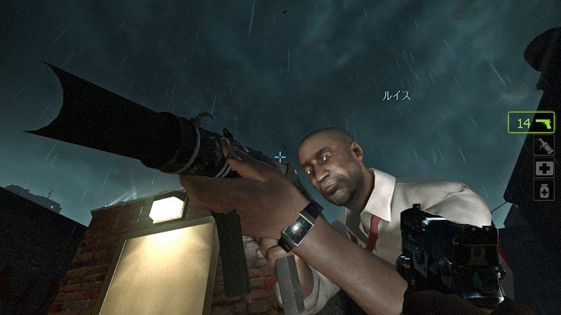 「Left 4 Dead」世界が感染者だらけになっていく状態なのをみて、銃や武器などの商売道具を扱い始めたルイス。