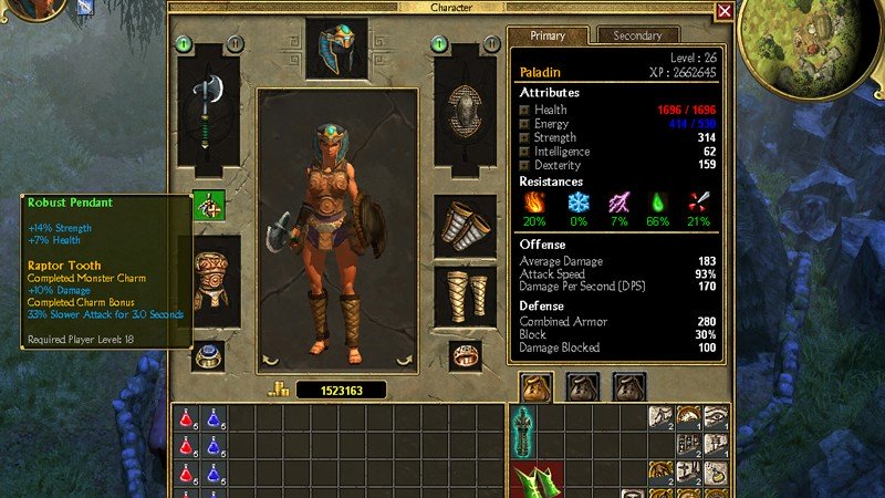 「Titan Quest」自分の好きな主要ステータスを好きなように伸ばすことができるようになっている。