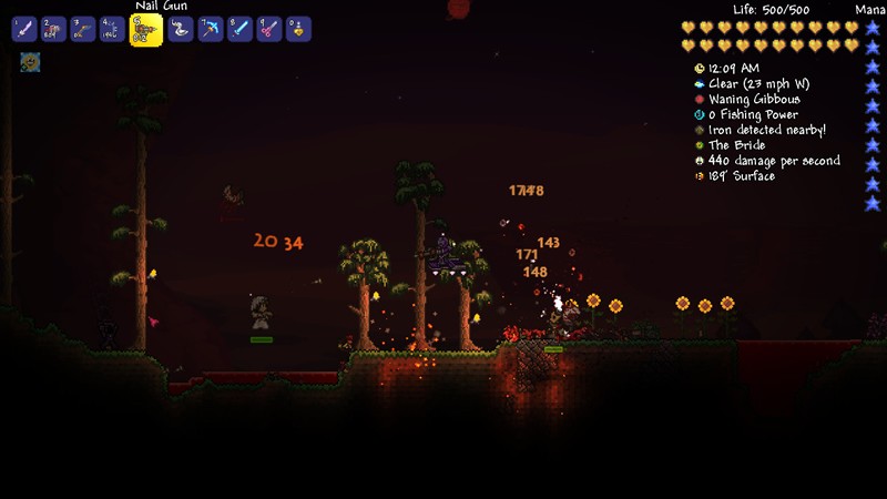 「Terraria」夜になるとかなり手強い危険な敵キャラクターも出てくるので十分に注意しよう。