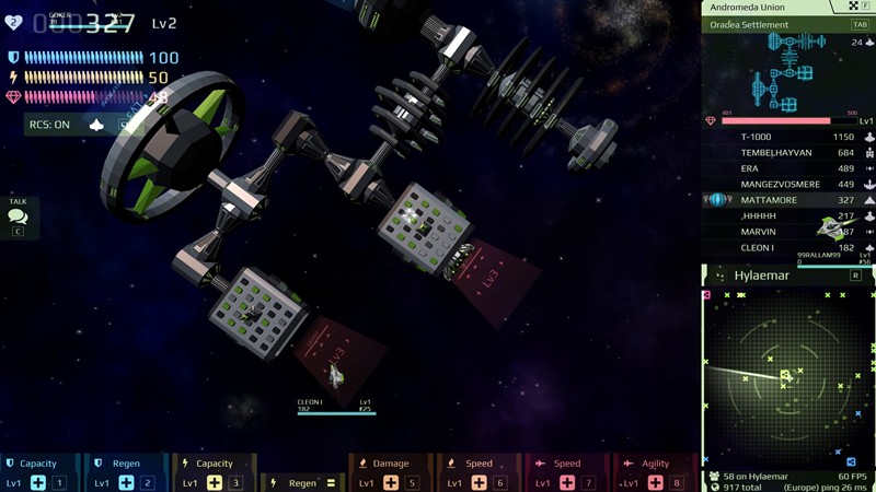 「Starblast」味方のベース基地となる「宇宙ステーション」や「資源運搬船」に運び込む作業