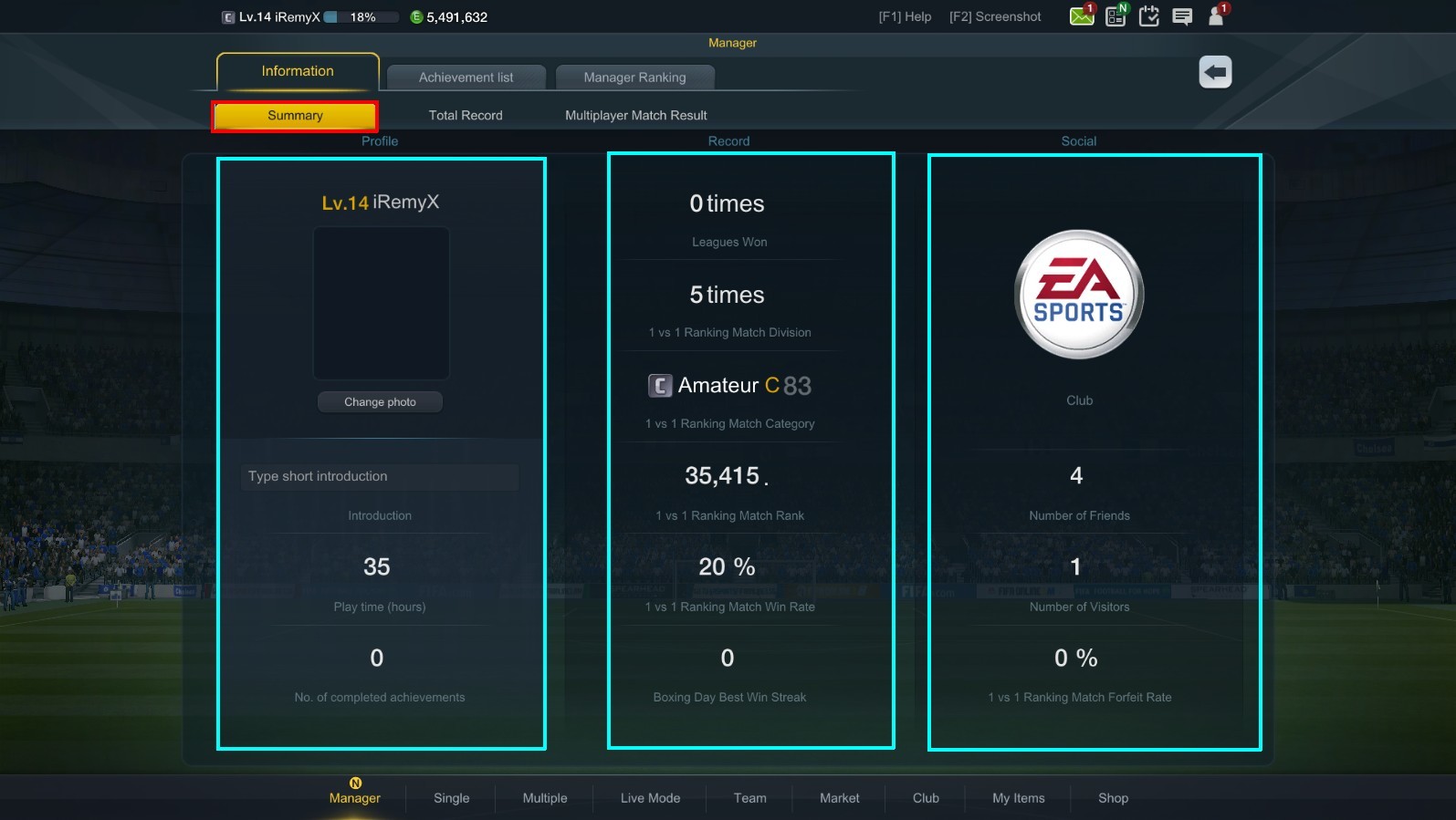 「FIFAONLINE3」オンラインゲームならではの詳細データでチームの戦力を把握！