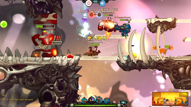 「Awesomenauts」MOBAにチャレンジしてみたいけど覚えることが多すぎて挑戦できずにいる、というような初心者プレイヤーも簡単に理解することができるオススメの戦略ゲームだ！