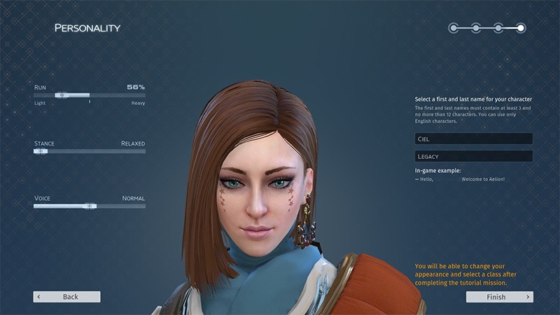 「Skyforge」外見だけではなく、キャラクターの「パーソナリティ」を設定する項目もある。