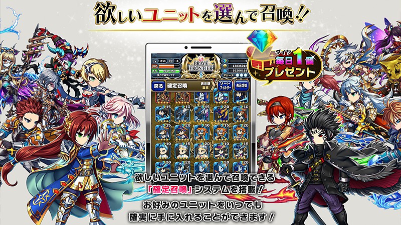 1000種類以上のユニットが登場する『ブレイブ フロンティア』