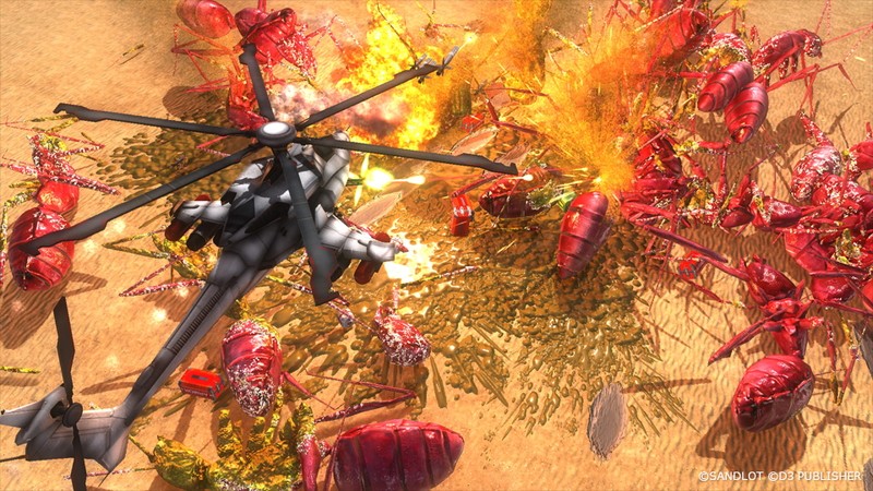 『earth defense force 5』空中からヘリで一方的な攻撃が可能だ。