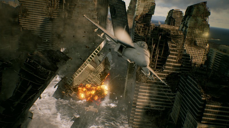 『ace combat 7 skies unknown』爆撃によるド派手な破壊描写。