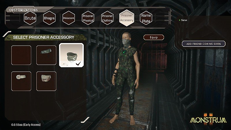 『Monstrum 2』のキャラカスタマイズ画面