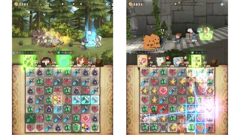 『Hero Emblems II』パズルを揃えてモンスターに攻撃しよう