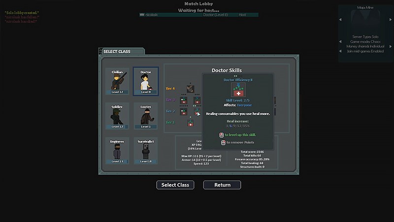 6つのキャラクタークラスがある『One Last Try』