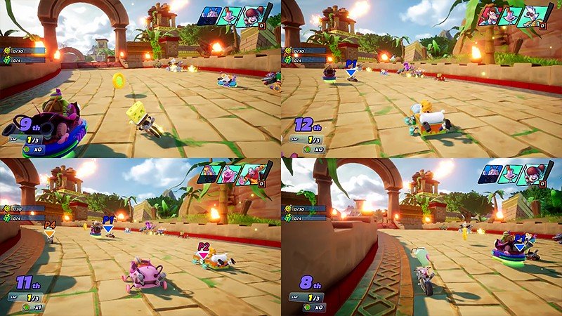 『Nickelodeon Kart Racers 3: Slime Speedway』の分割プレイ画面