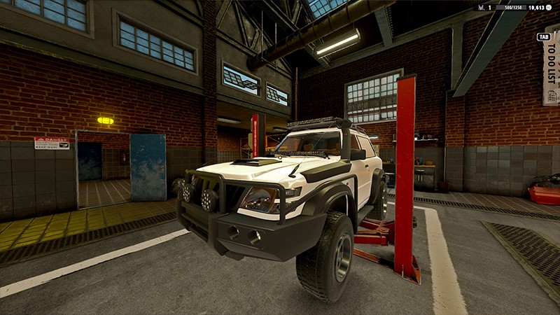 『Offroad Mechanic Simulator』のガレージ画面